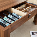 Multi Functional Coffee Table With Password Lock, Suitable For Storing Firearms And Wine - Walnut