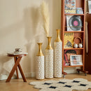Floor Metal Vase Modern Style Decoration Home Metal Vase (Set of 3) Gorgeous Home Decoration Large Glazed Metal Vases - Gold / White