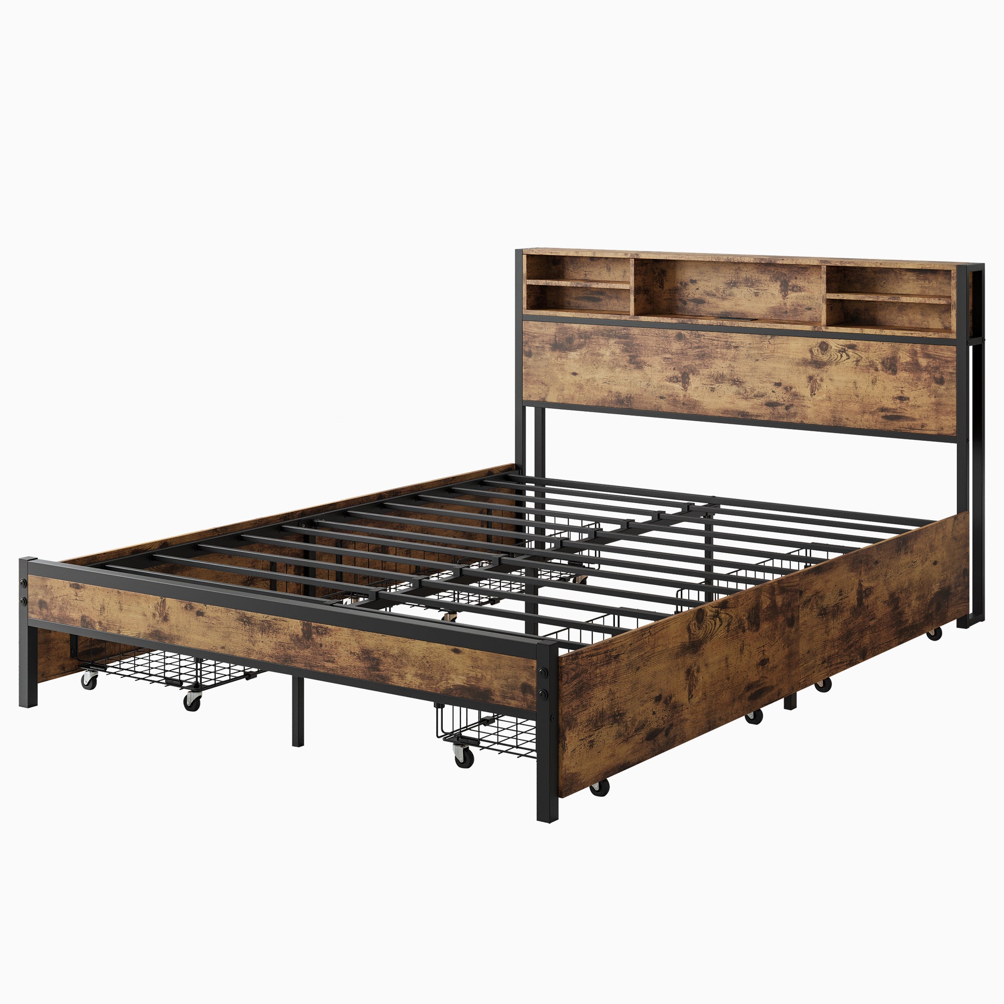 Queen Bed Frame with  Storage Headboard and 4 Drawers - Atlantic Fine Furniture Melbourne FL