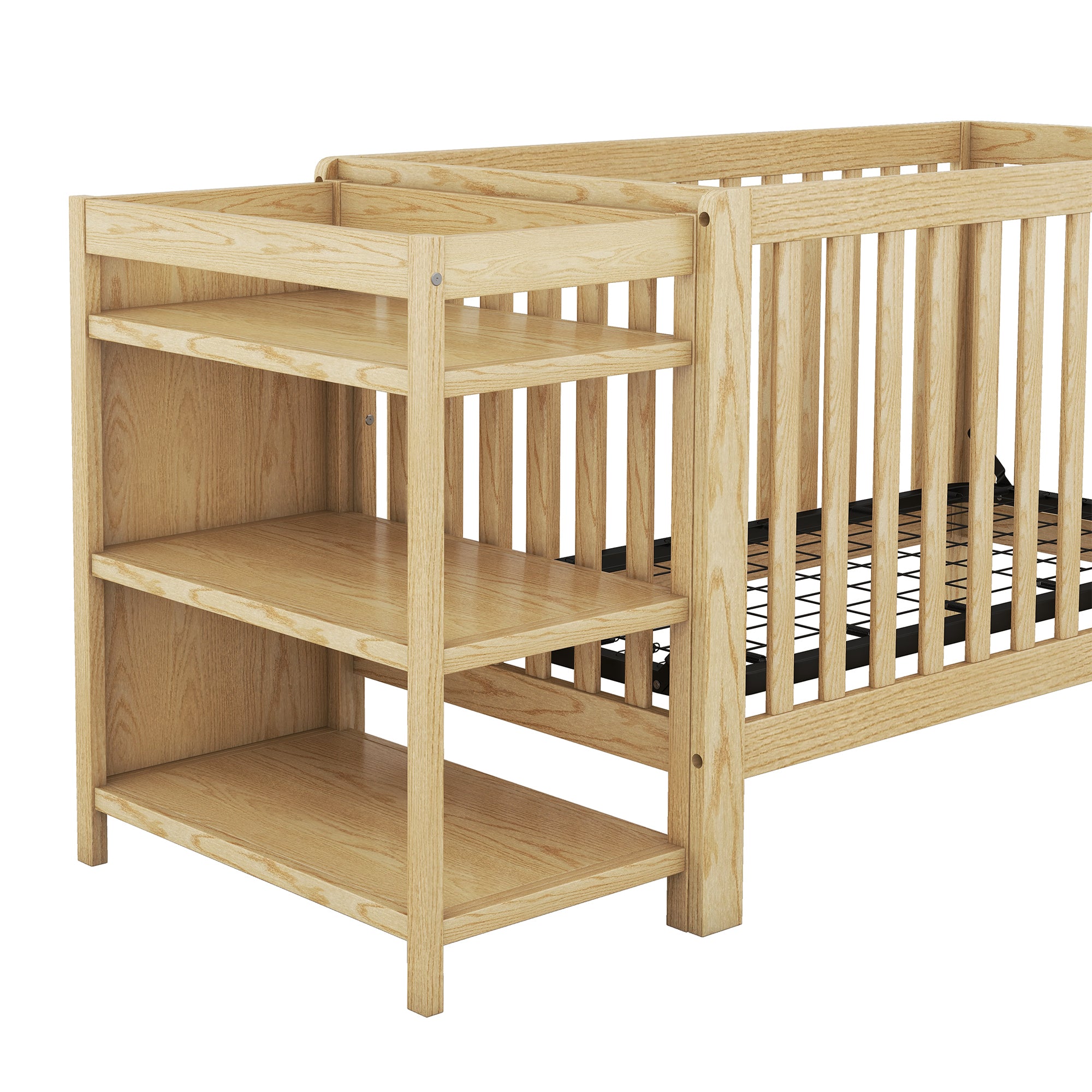 Convertible Crib/Full Size Bed with Changing Table, Natural - Atlantic Fine Furniture Melbourne FL