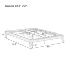 Queen Size Platform Bed Frame With Wood Slat And Metal Support - Chocolate