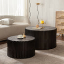 Cylindrical Coffee Table With Vertical Texture Relief