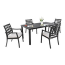 5 Pieces Outdoor Patio Dining Set, Rectangular Table And 4 Stationary Dining Chairs - Ember Black