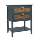 2 Drawer Side Table, Natural Rattan