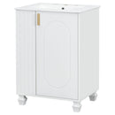 Classic Retro Bathroom Vanity With Sink, Door Shelf, Side Open Storage Frame