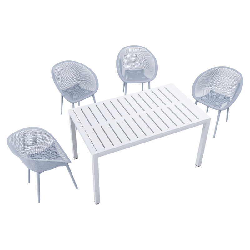 4 Pack Lounge Chair Set With Long Table