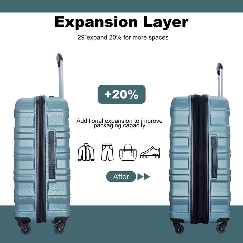 Expandable 3 Piece Luggage Sets Lightweight & Durable Suitcase, Spinner Wheels, Tsa Lock