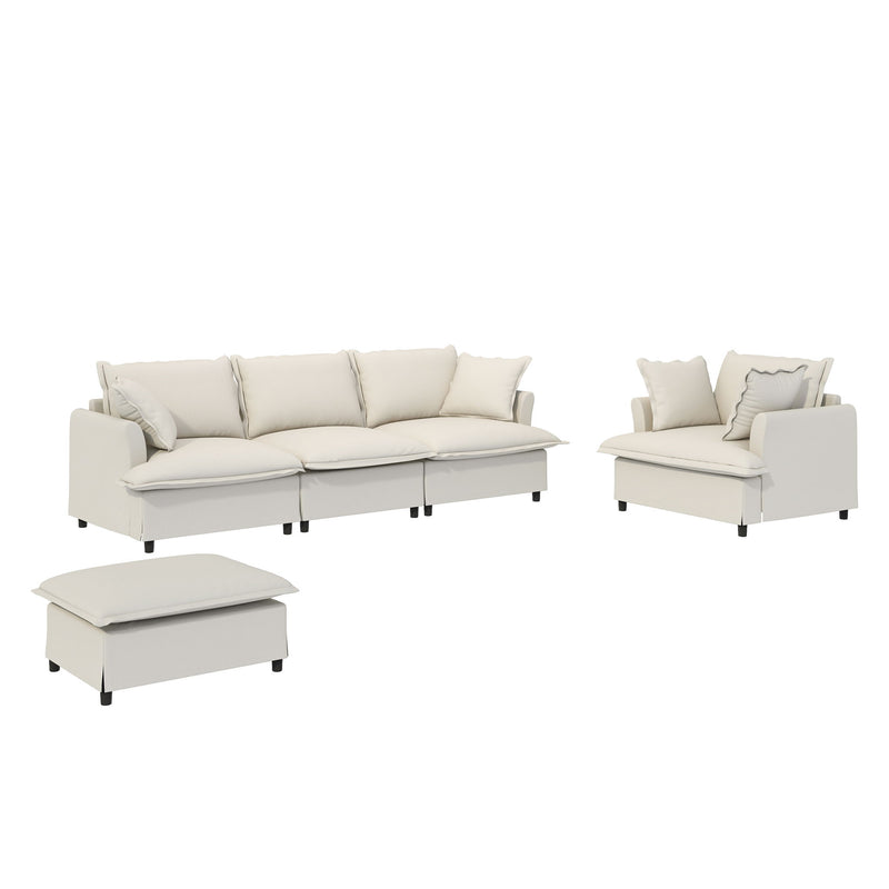 Oversized Single Seat Sofa Module For Modular Sectional Wide Seat, Armchair With Pillows Modern Upholstered Comfy Single Couch Lounge