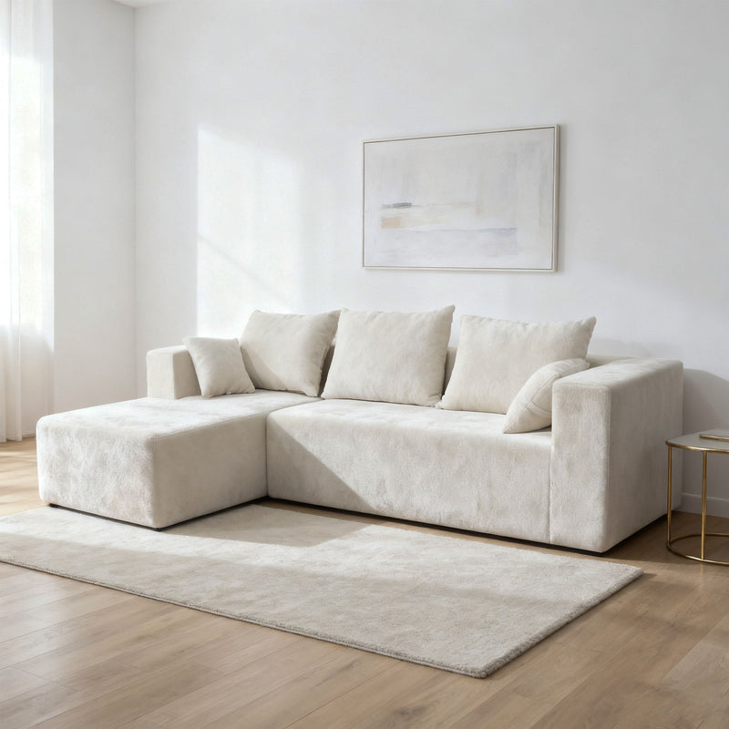 Modular Corner Sofa With Soft Linen Fabric