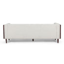 Contemporary 3 Seater Sofa With Button Tufted Waffle Stitching - Beige