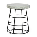 Side Table With Marble Top And Iron Base - Black / White