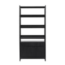 Transitional Wide Reeded Bookshelf With Drawers On Bottom
