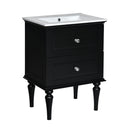 Bathroom Vanity Cabinet With Ceramic Sink Combo Set, Frame Modern Bathroom Storage Cabinet With 2 Drawers - Black