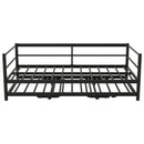 Industrial Metal Daybed With Adjustable Pop Up Trundle And LED Strip