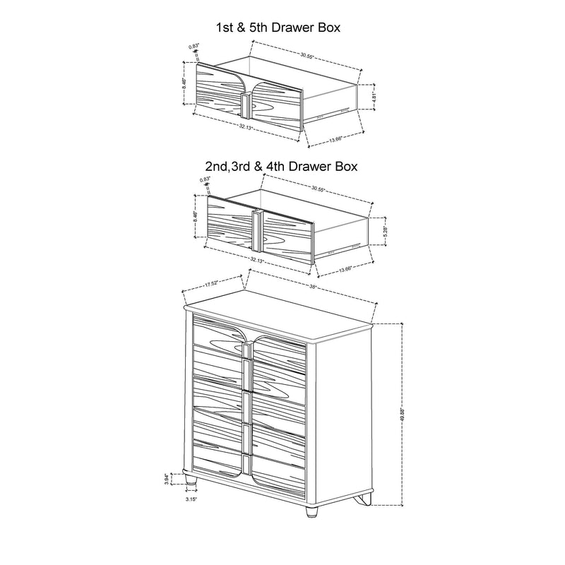 Brenda - 5 Piece Bedroom Set With LED Lighting
