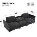 Sectional With Bluetooth Speaker Comfy Cloud Couch Set With Drop Down Table Cup Holders, USB Charger Storage Armrest Wide Seat Sofa