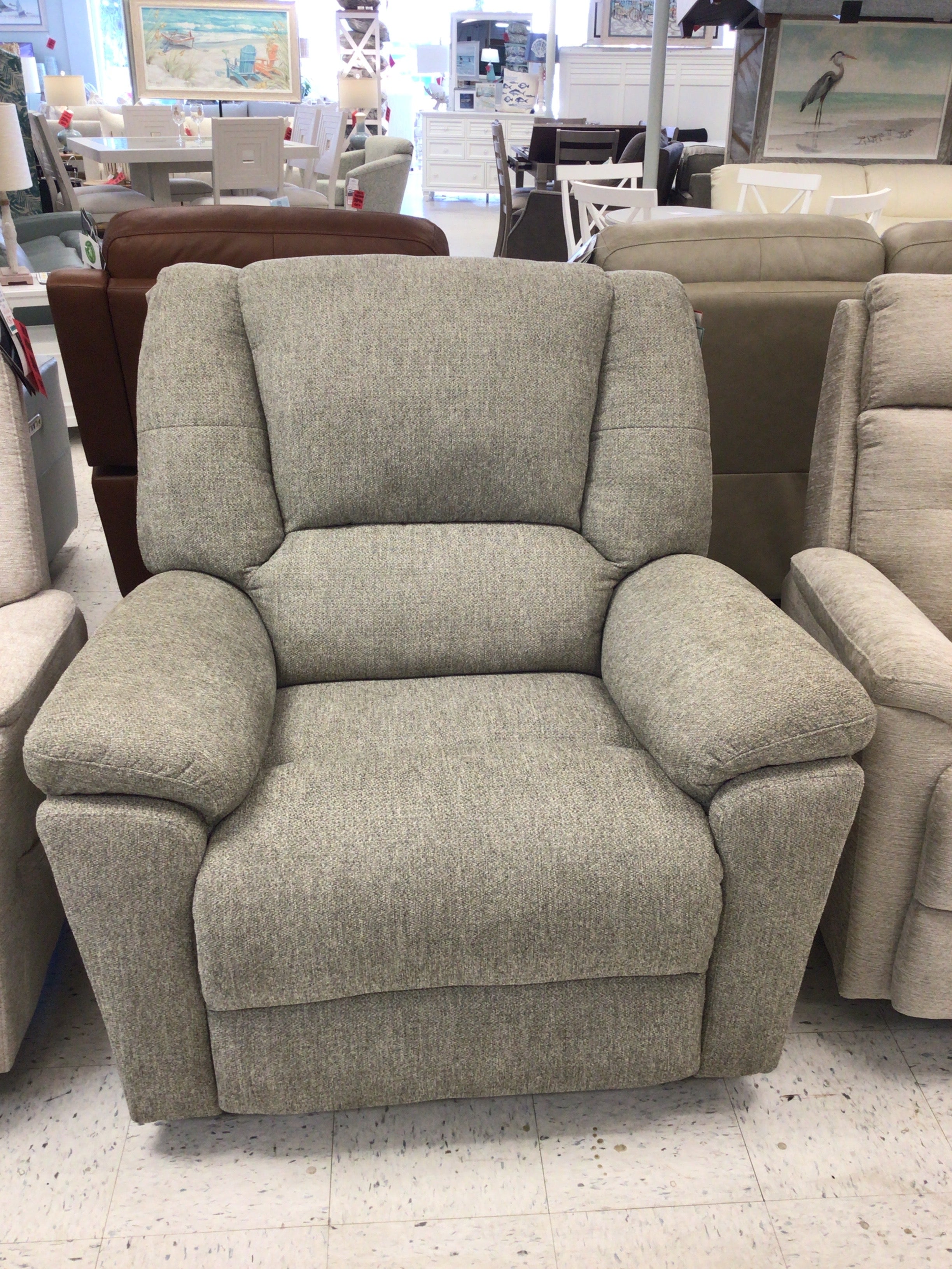 Plush Fabric Power Gliding Recliner with Power Headrest & Lumbar