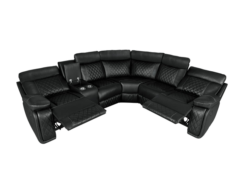 Home Theater Seating Manual Recliner With Cup Holder, Hide-Away Storage PU Reclining Sofa For Living Room, Home Theater, Black