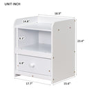 Nightstand, Bedside Table with Open Storage Cabinet, Drawer,White