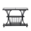 Bar Cart Kitchen Bar & Serving Cart For Home With Wheels 3 Tier Storage Shelves - Black / Gray