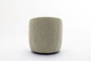 Chenille Fabric Swivel Accent Armchair Barrel Chair With Powder Coating Metal Ring