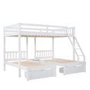 Full Over Twin & Twin Bunk Bed, Wood Triple Bunk Bed with Drawers and Guardrails, White (OLD SKU: LP000143AAK)