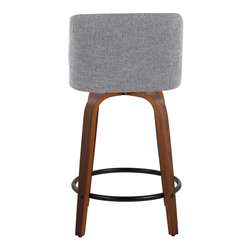 Toriano - Mid Century Modern, Fixed Height Counter Stool & Swivel And Round Footrest (Set of 2)