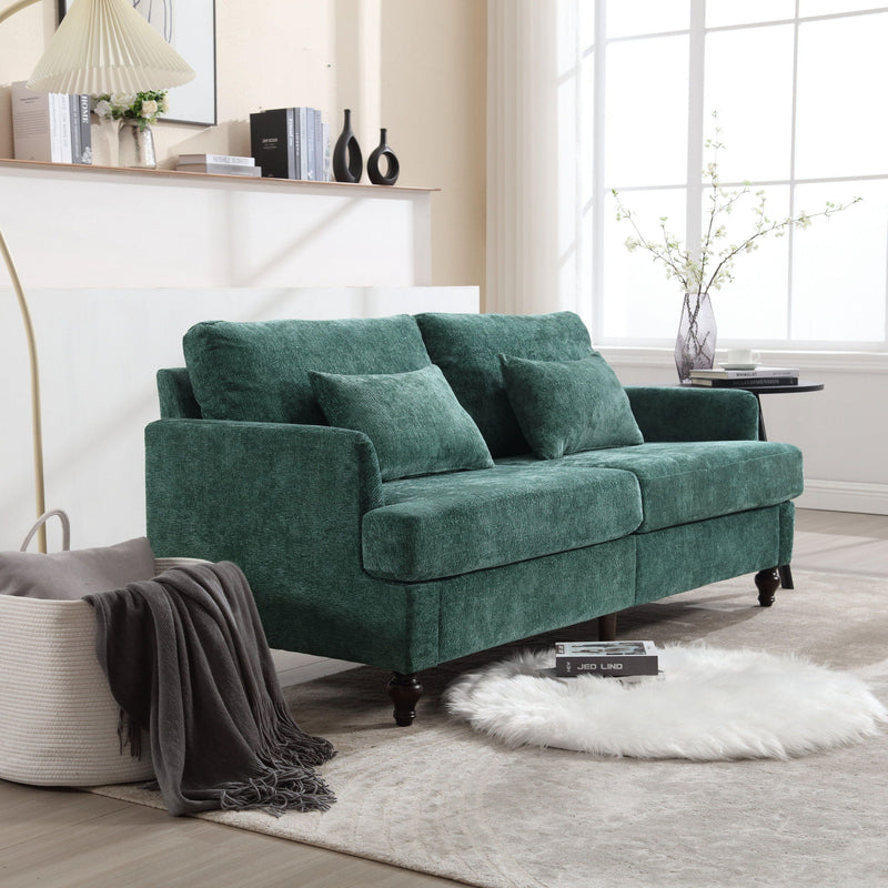 Mid Century Modern Chenille Fabric Loveseat Sofa, 2 Seat Upholstered Couch