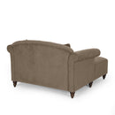 Upholstered Chaise Lounge With Scroll Arms, Turned Legs And 2 Pillows