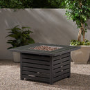 Stylish Square Iron Fire Pit With Tank Space, 50, 000 Btu - Black