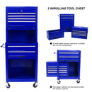 6 Drawer Lockable Tool Cabinet On Wheels, Steel Rolling Tool Chest With Detachable Toolbox