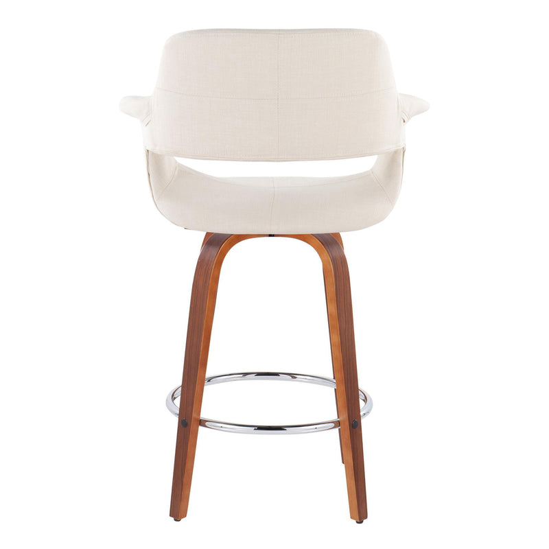 Vintage Flair - Mid-Century Modern Fixed Height Counter Stool With Swivel With Round Footrest (Set of 2)