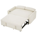 Pull-Out 2 Seat Modern Sleeper Sofa With 2 Throw Pillows And USB Ports