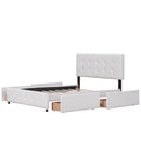 Upholstered Platform Bed With Classic Headboard And Drawers, No Box Spring Needed