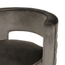 Modern Glam Swivel Arm Chair With Velvet Upholstery And Copper Base - Gray