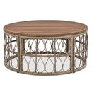 Bohemia-Inspired 4 Person Outdoor Seating Group With Removable Cushions, Conversation Patio Set With Wood Tabletop - Beige