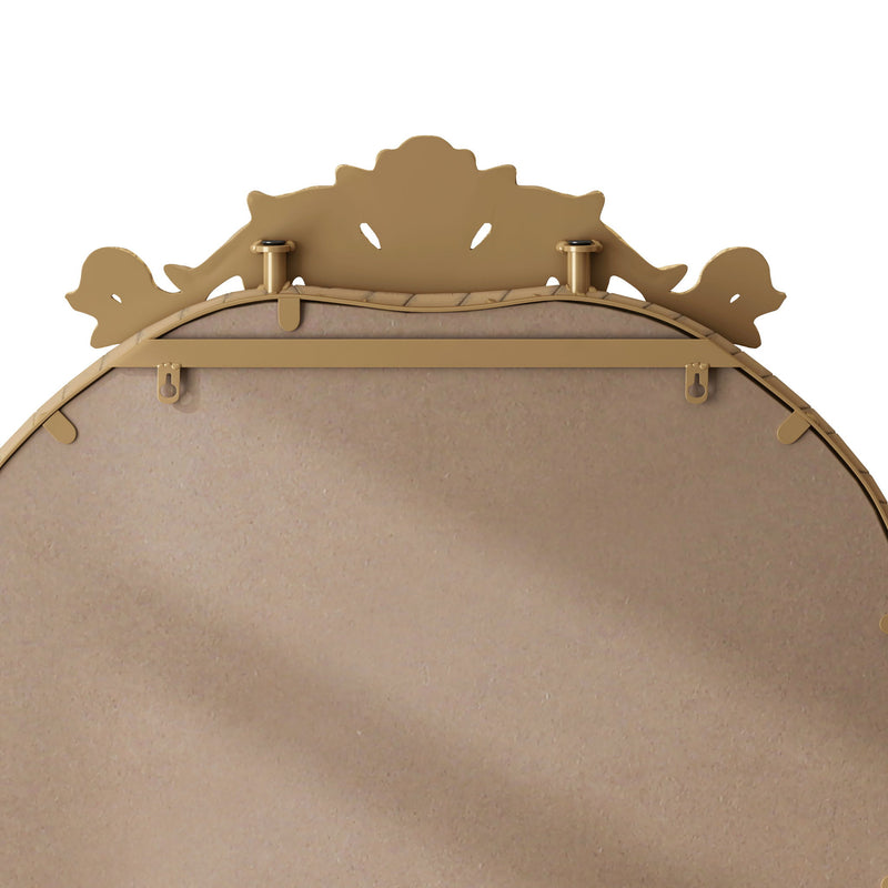 Full Body Arched Mirror With Vintage Carved Applique