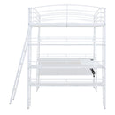 Loft Bed With 4 Layers Of Shelves And L-Shaped Desk, Stylish Metal Frame Bed With A Set Of Sockets, USB Ports And And Wireless Charging