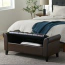 Hayes - Contemporary Armed Storage Bench With Button Tufting And Rolled Arms