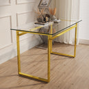 Modern Minimalist Rectangular Dining Table With Tempered Glass Top
