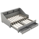 Daybed Frame With Storage Bookcases, 2 Drawers, Charging Station