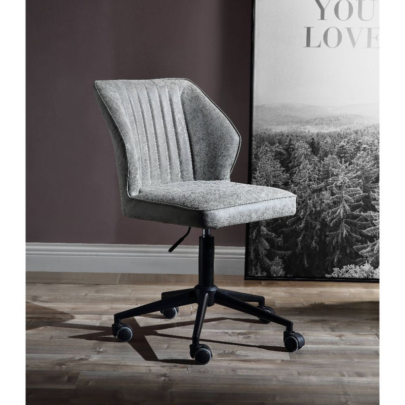 Pakuna - Office Chair - Vintage Gray PU & Black - Atlantic Fine Furniture Inc