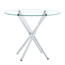 Modern Round Clear Glass Dining Table With Unique Metal Legs For 4 6 People - Silver
