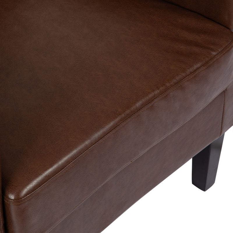Contemporary Club Chair With Upholstered Fabric And Rubberwood Legs