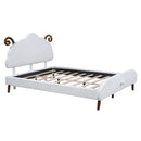 Upholstered Platform Bed With Sheep Shaped Headboard