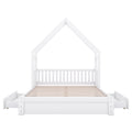 House Style Platform Bed With Guardrail And 2 Drawers
