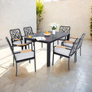 Outdoor Patio Furniture Dining Set With Sunbrella Fabric, Rectangular Table With Umbrella Hole