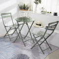 3 Piece Patio Bistro Set Of Foldable Round Table And Chairs