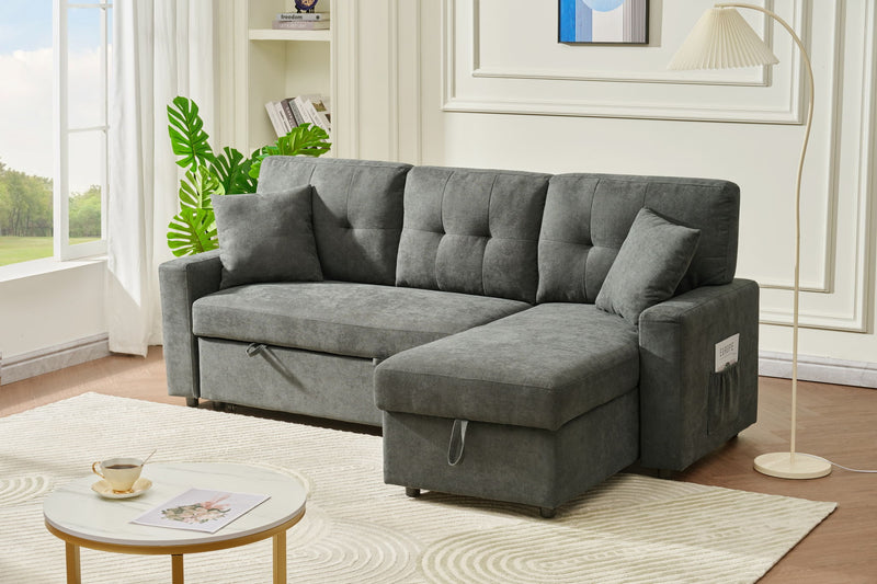 Reversible Sofa Couch Sleeper With Pull Out Bed And USB Port