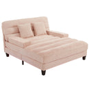 Chaise Bed Lounge Sofa Chair With Adjustable Backrest And LED Light Strip - Pink